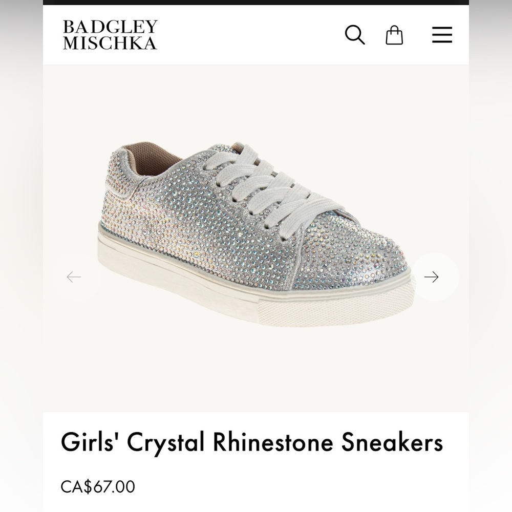 Badgley Mischka Girls' Glitter and Fashion Lace-Up Sneakers. New